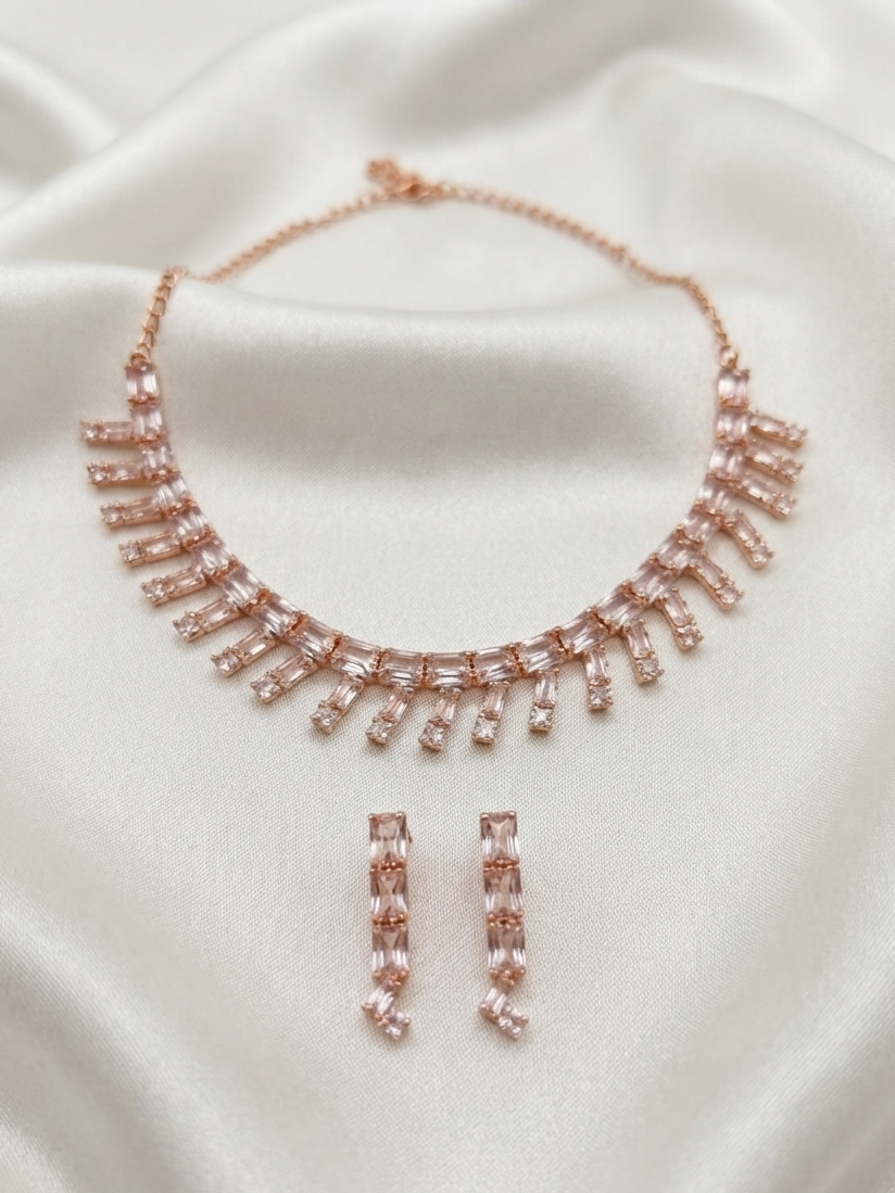 CZ Rose Gold Necklace set
