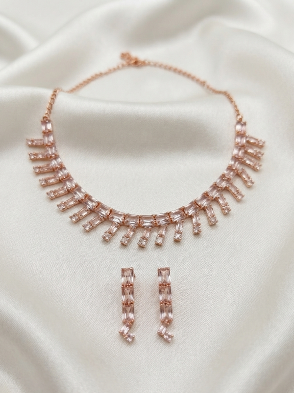 CZ Rose Gold Necklace set