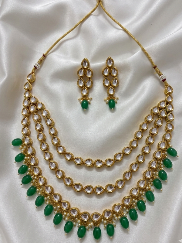 Triple Layer Kundan Set with Meenakari Work
