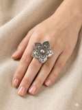 Oxidized Silver Look Alike Flower Design Ring