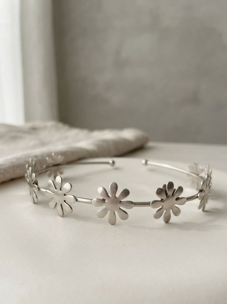 Floral Silver-Plated Headgear