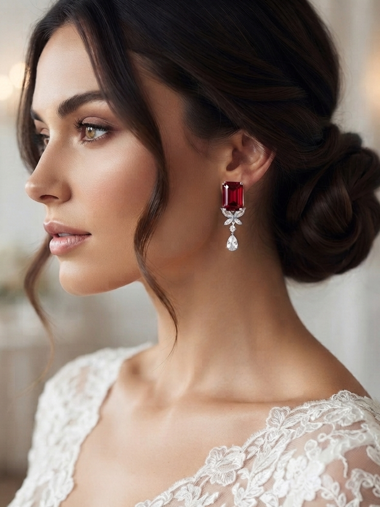 Rectangular Diamond Studded Earrings