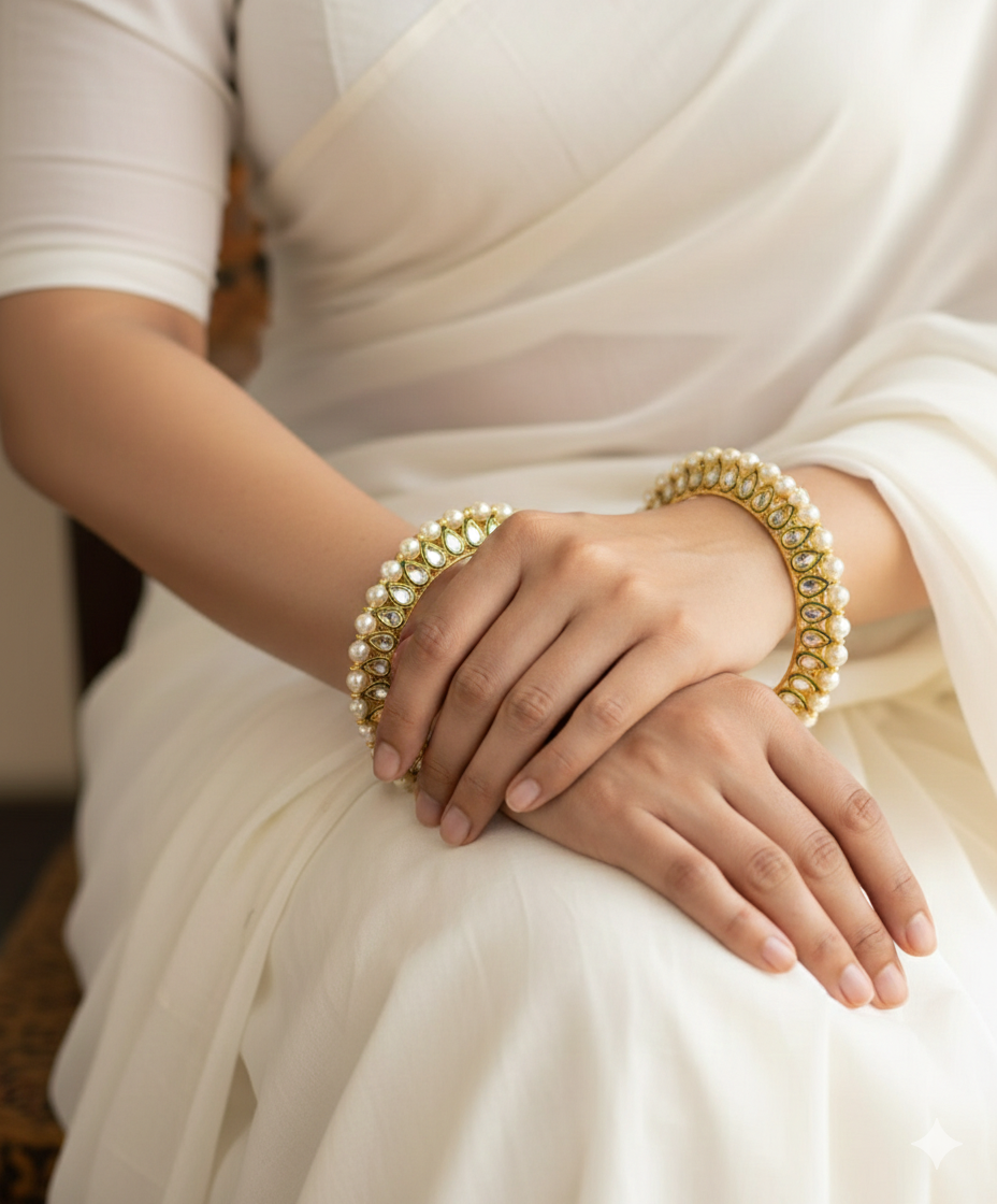 Ethnic Bangles With Pearls And Stones