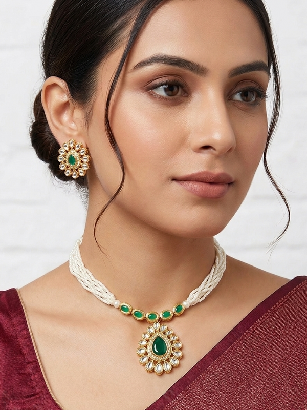 Elegant Kundan Pearl Mala