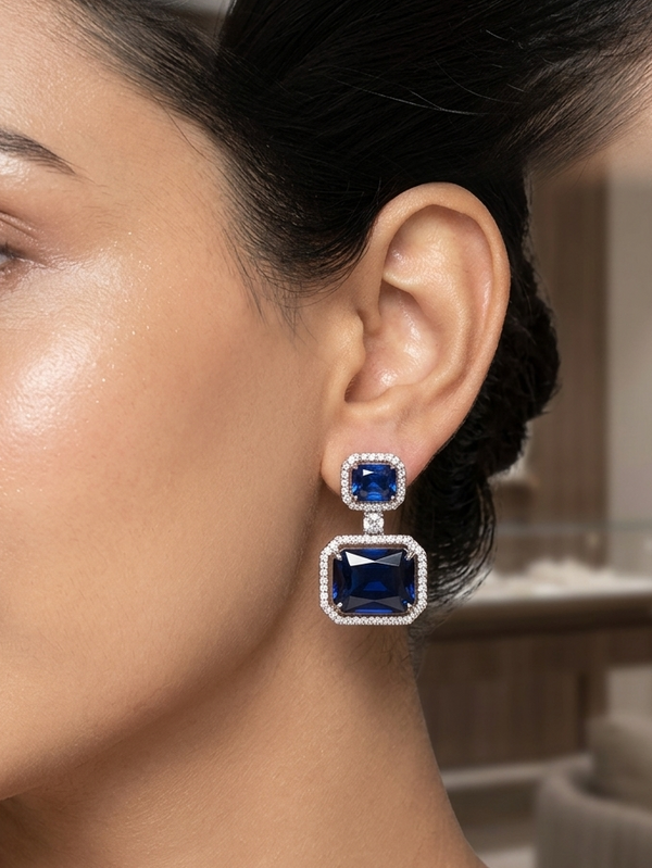 CZ Studs Drop Dangle