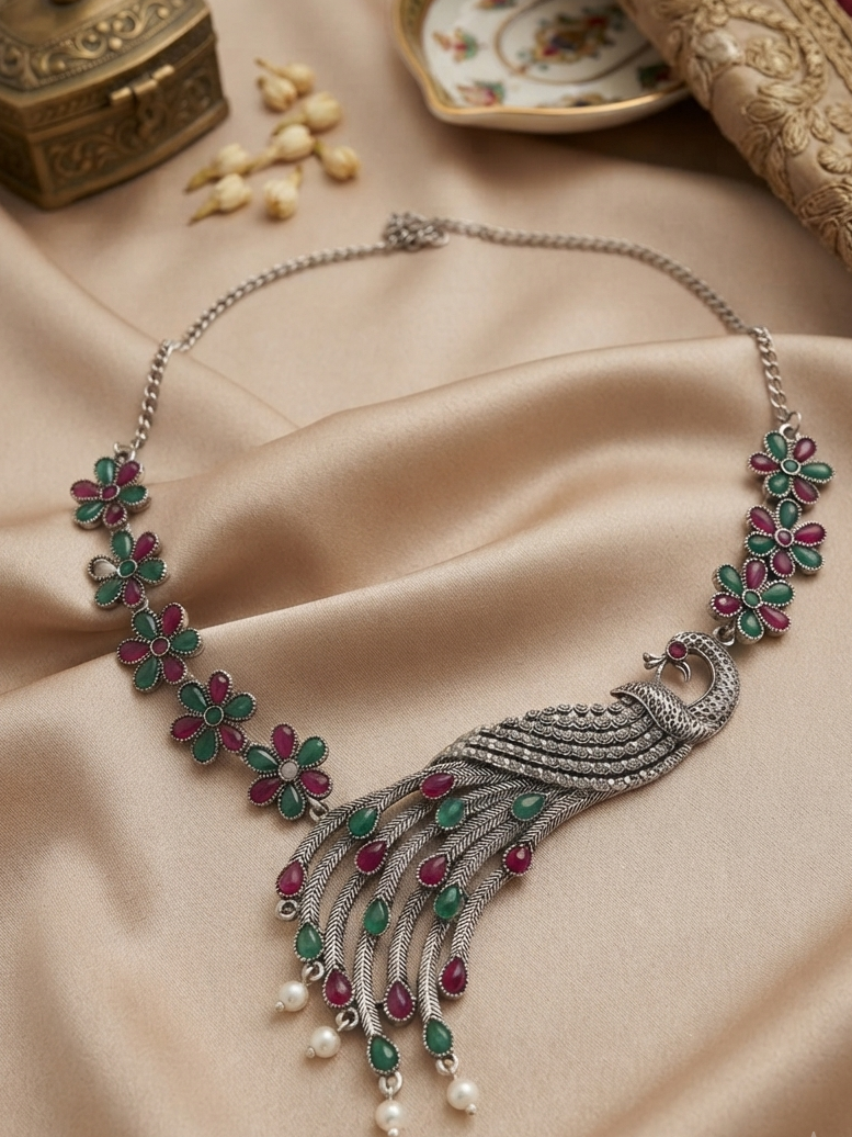 Graceful Peacock Design Necklace