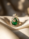 Sterling Emerald Pear cut Ring