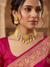 Meraki AD Stone Kundan Choker Set with Beads &Pearls