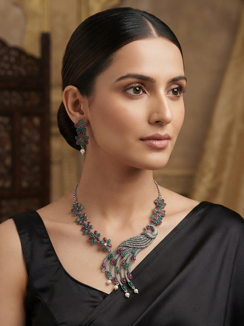 Graceful Peacock Design Necklace
