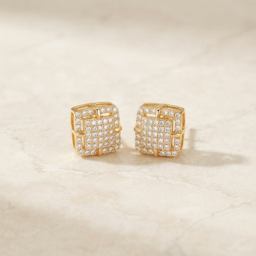 Square Shaped Rose Gold Studs