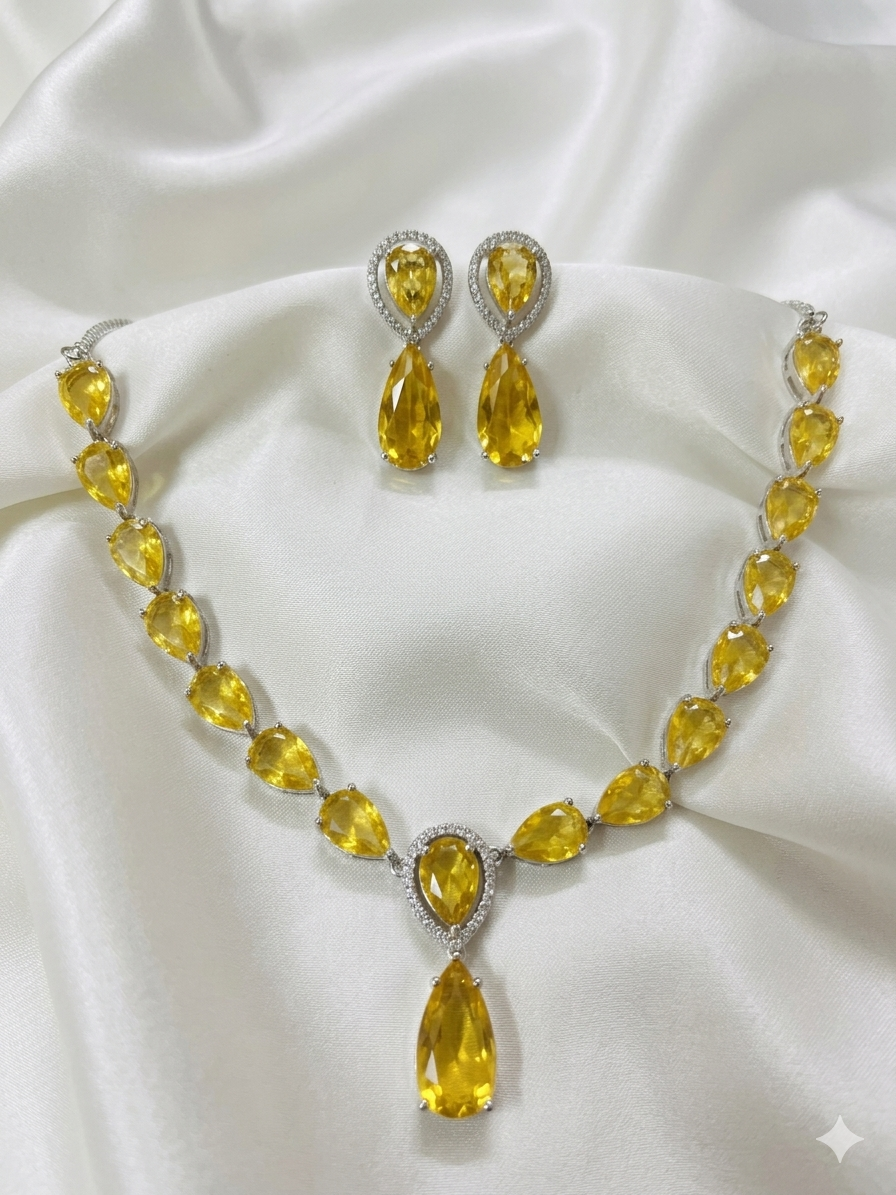 Luxury Teardrop AD Necklace Set