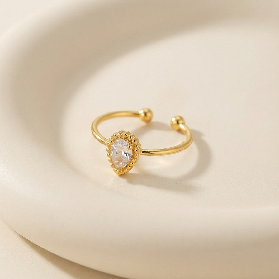 Delicate Water Drop Stainless Steel Ring