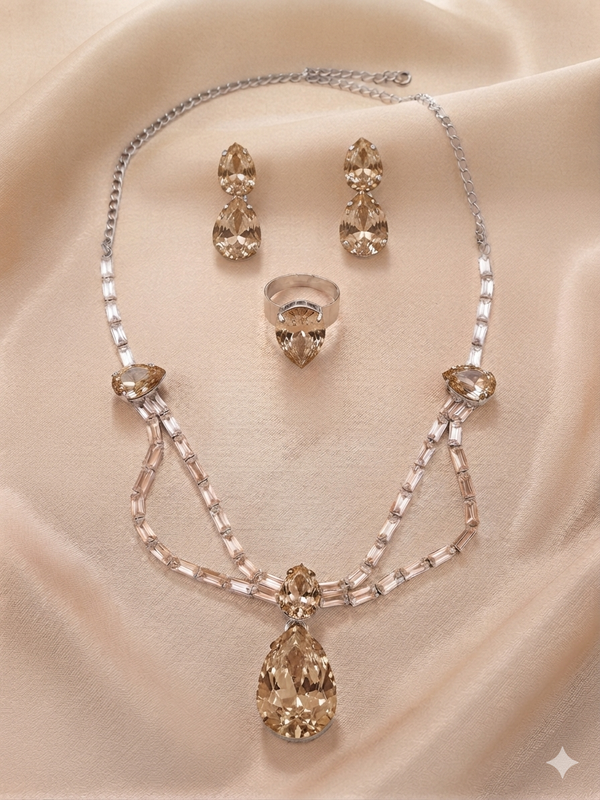 White Cubic Zirconia Stones American Diamond Set