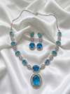Rhodium Plated Round Shaped Necklace Set