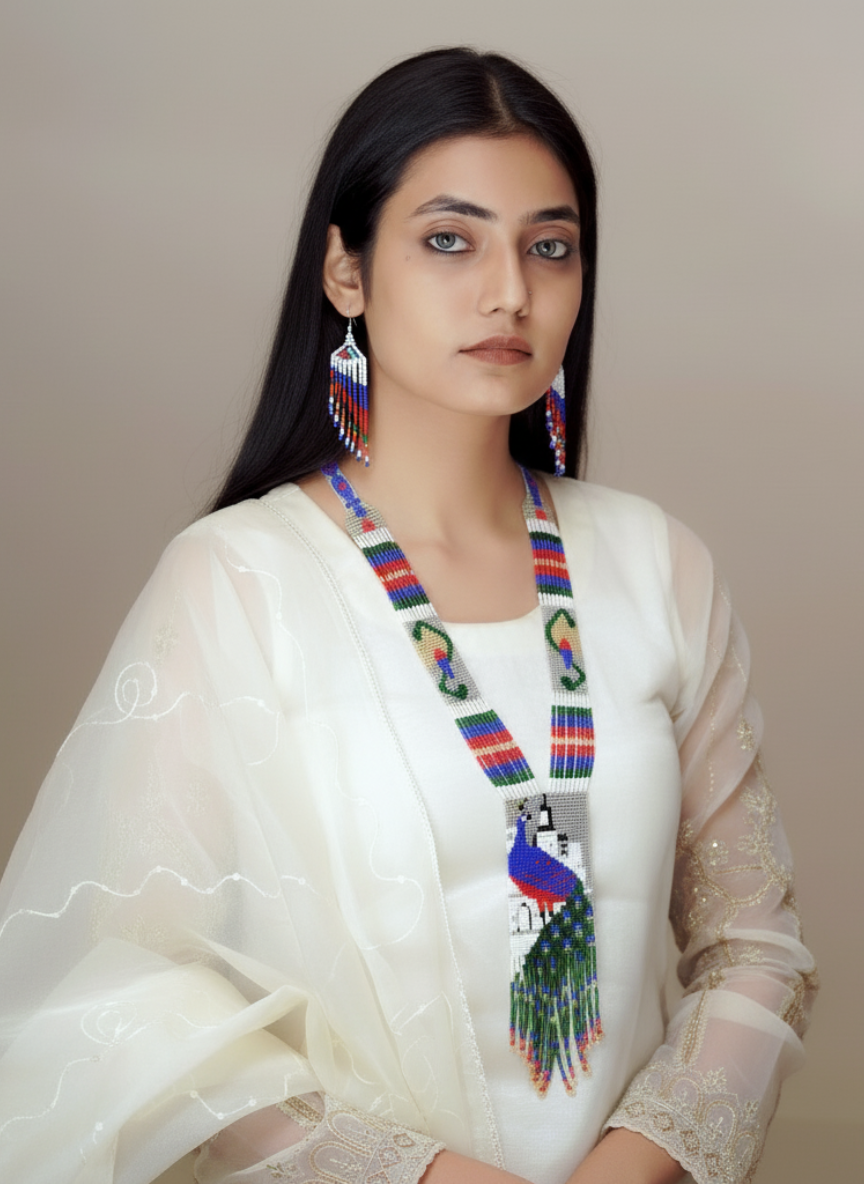 Meraki Trends Multicolor Peacock Design Necklace