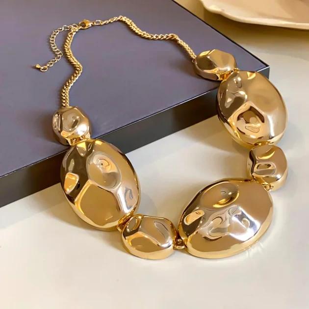 Geometric Gold Bold Statement Necklace