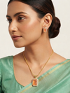 Meraki Gold plated Studded Pendant with Earrings