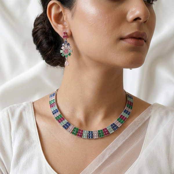 American Diamond Multicolor Choker