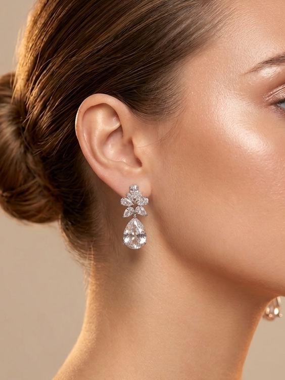 AD Handcrafted Oval Shaped Earrings