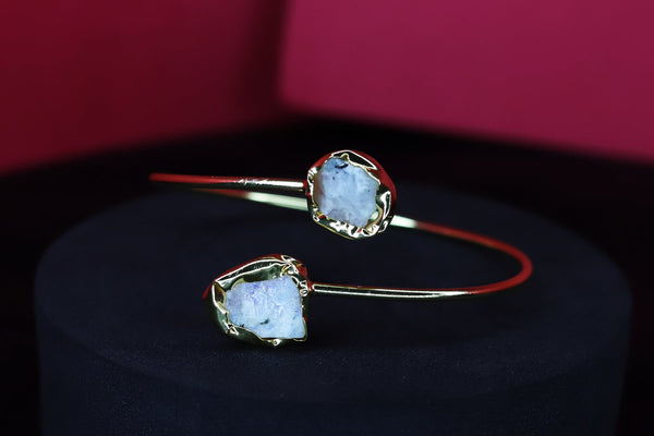 Charming White Gem Stone Brass Brecelet