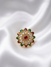 Meraki Ruby Emerald Kundan Gold Ring