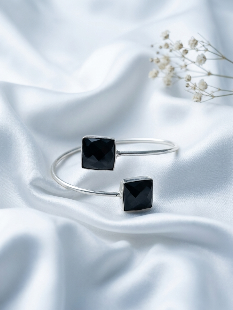 Silver Monalisa Rectangular Stone Bracelet