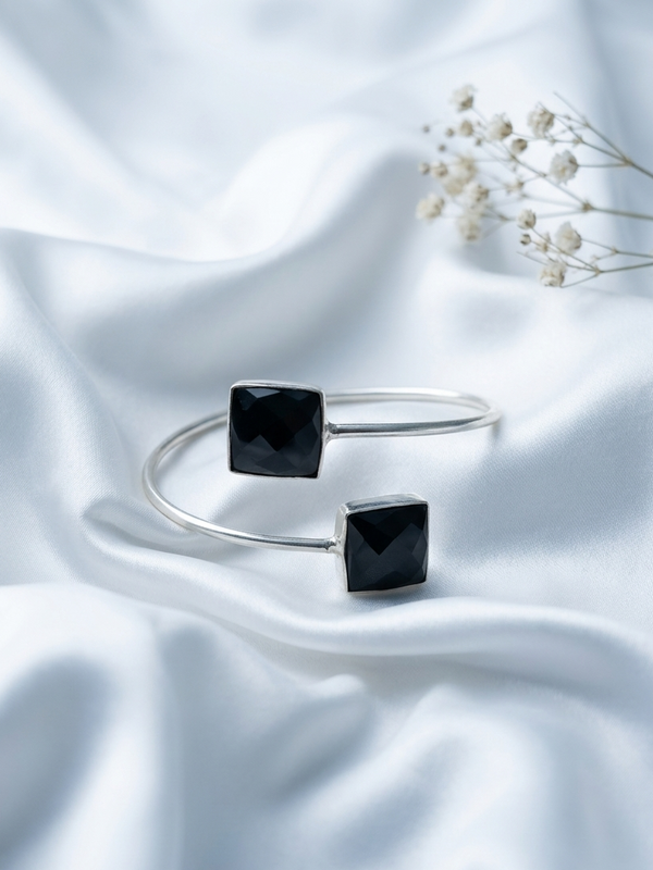 Silver Monalisa Rectangular Stone Bracelet