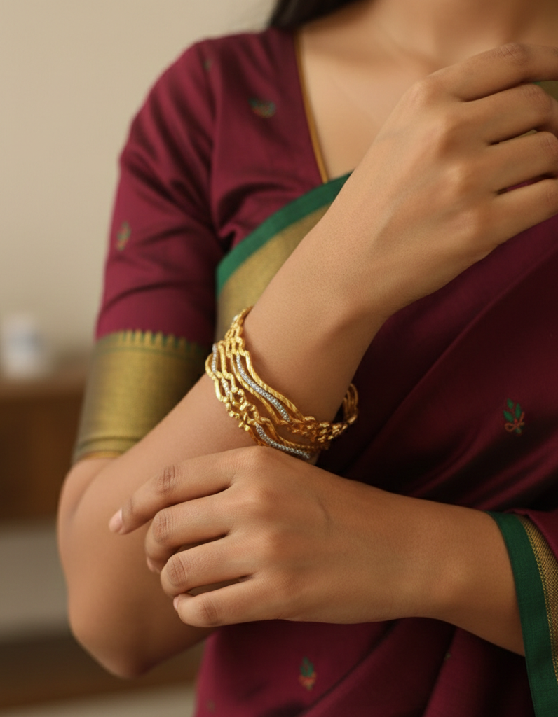 Stylish Silver &Gold Tone Bangles