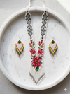 White Pink Beaded Handmade Neckpiece