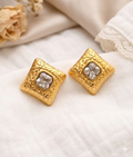 Anti-Tarnish Square Diamond Earrings
