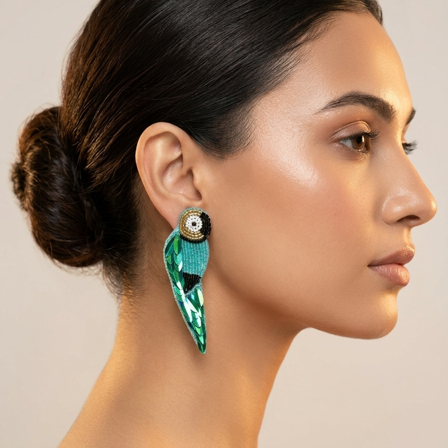 Handmade Parrot Style Beaded Earring