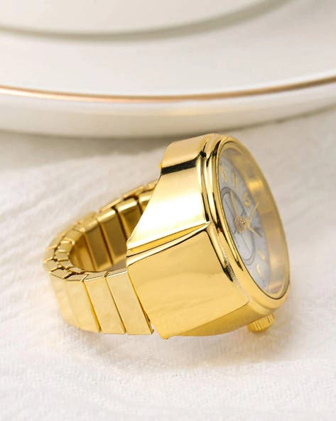 Golden Stylish Finger Watch Ring