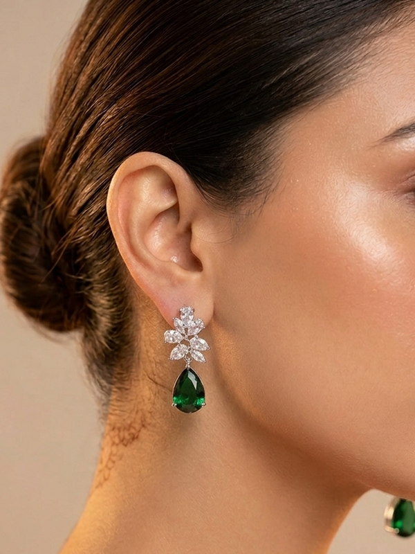 AD Handcrafted Oval Shaped Earrings