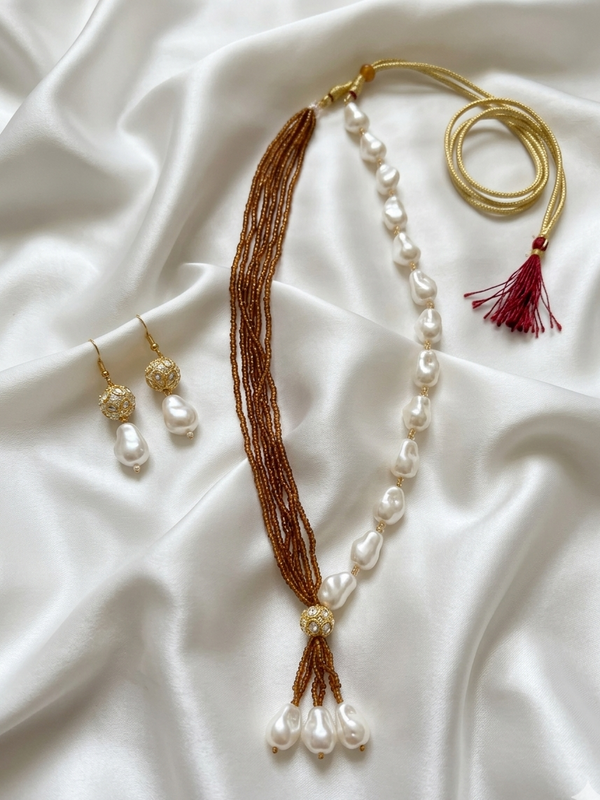Beads And Pearls Diamond Studded Mala