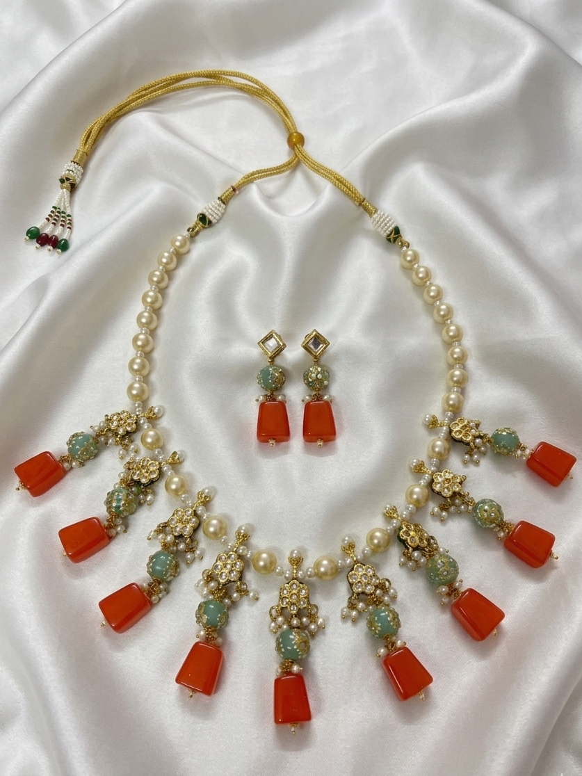 Multi Stones Pearl Kundan Set