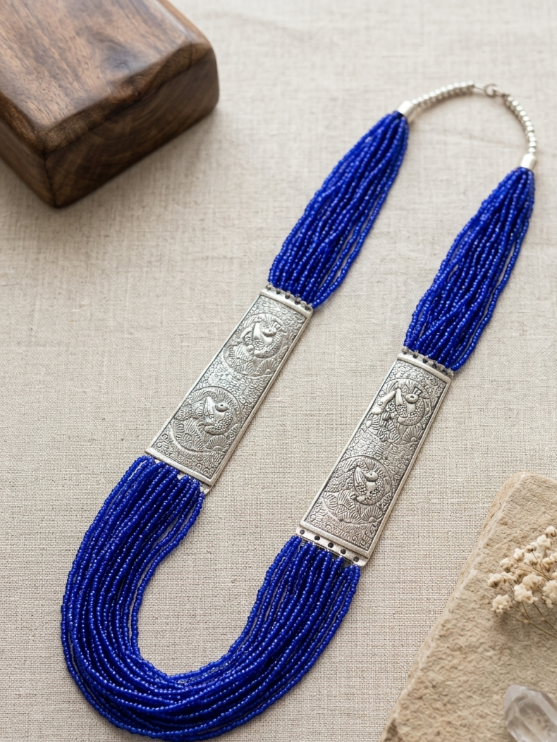 Silver-Plated Tribal Beads Necklace