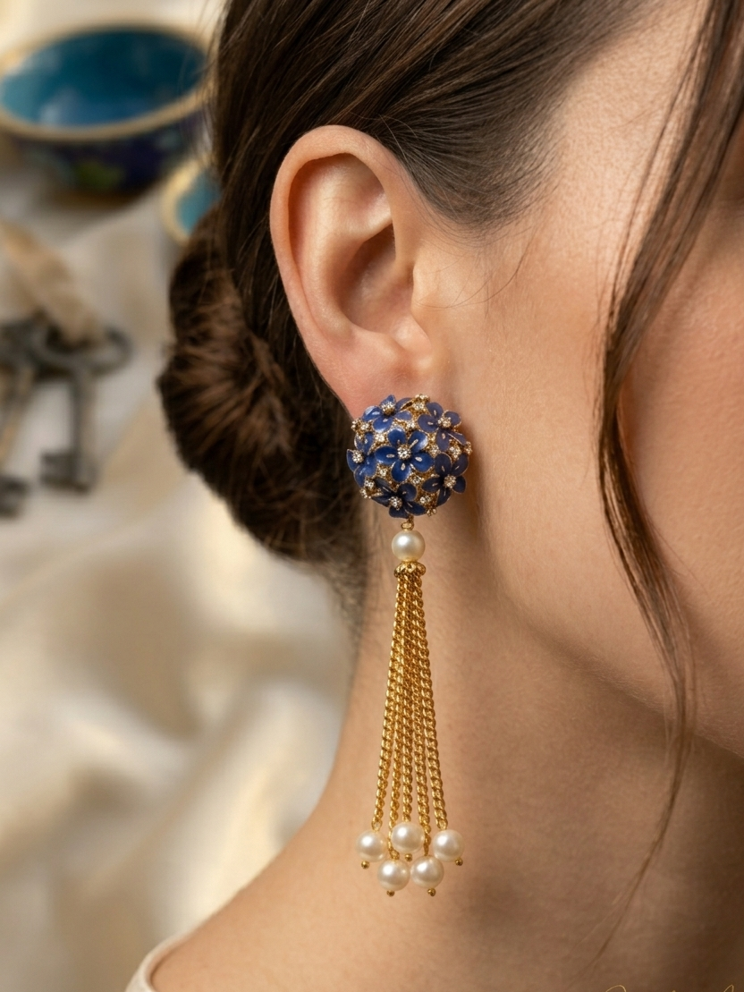 Pearl Drop Stone Earrings