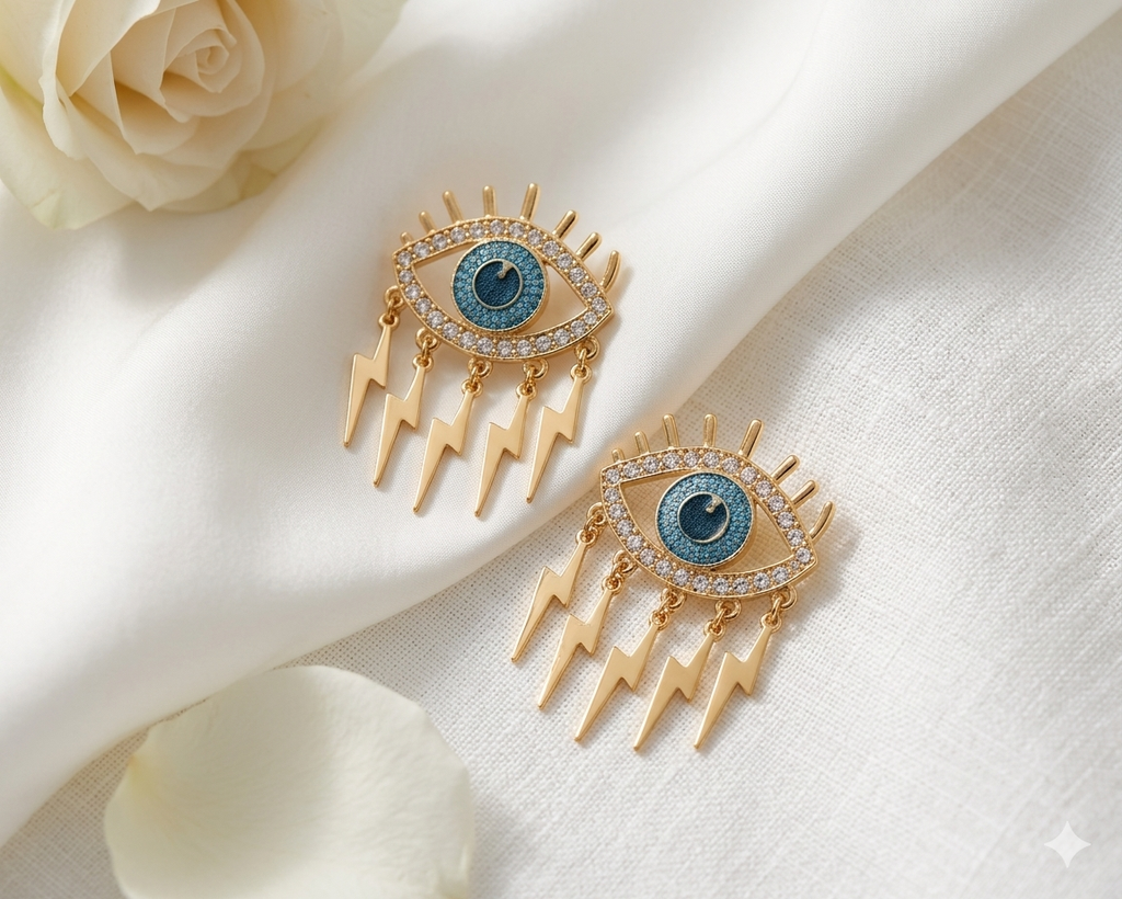 Blue Evil Eye Anti Tarnish Earrings