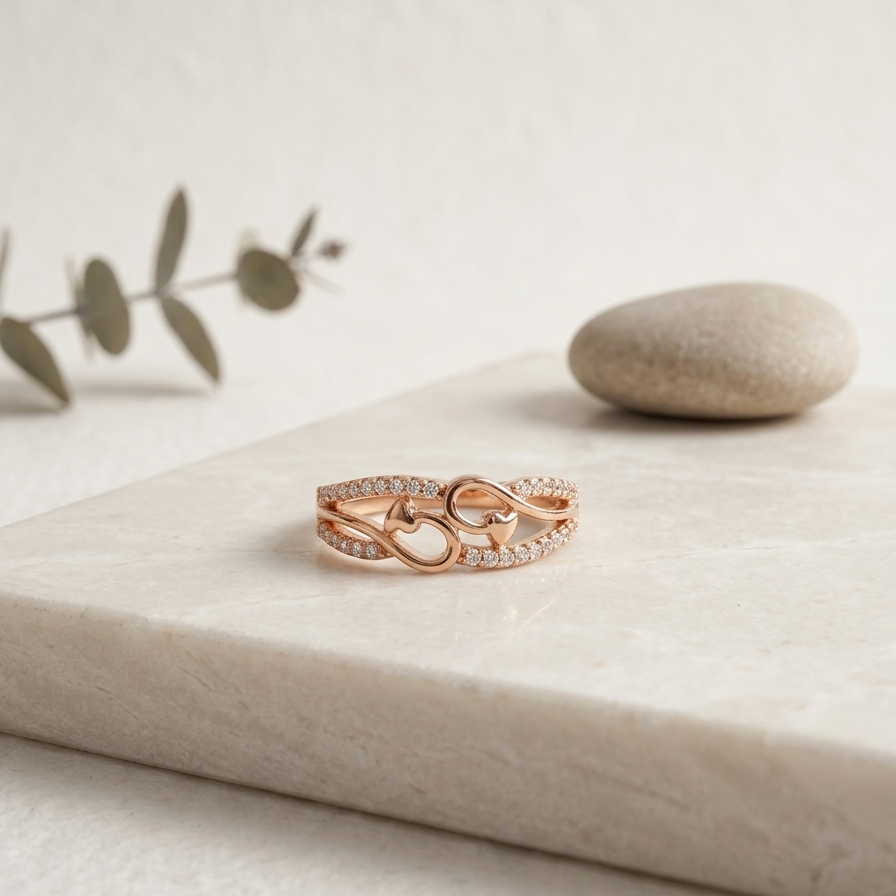 Heart Rose Gold Diamond Ring
