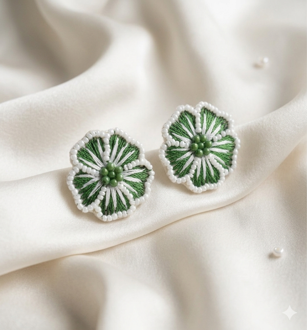 Flower Design Beaded Earrings