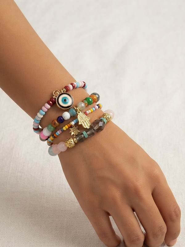Multilayer and Multicolor Beads Bracelet