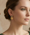 Dual Heart Green Stone Earrings