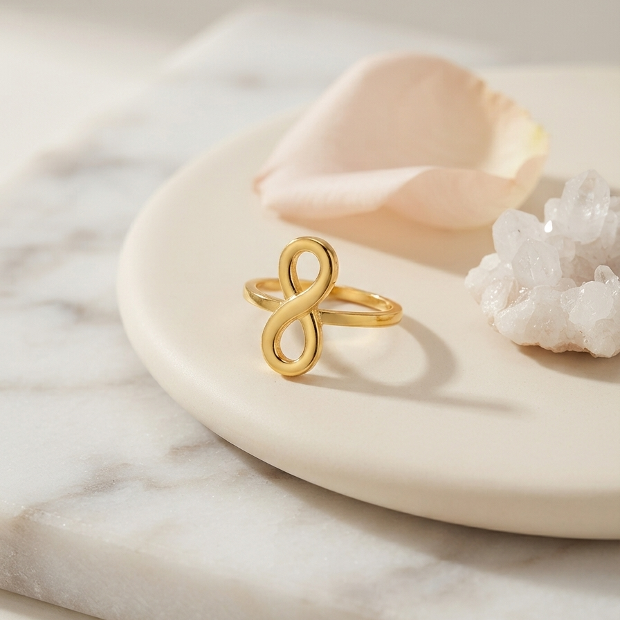 Stylish Infinity Gold Plated Ring