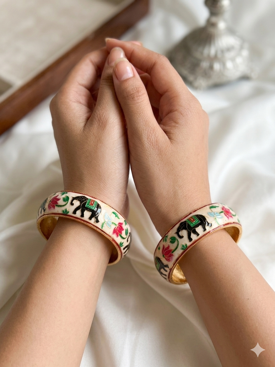 Buy Meenakari Elephant Design Bangles