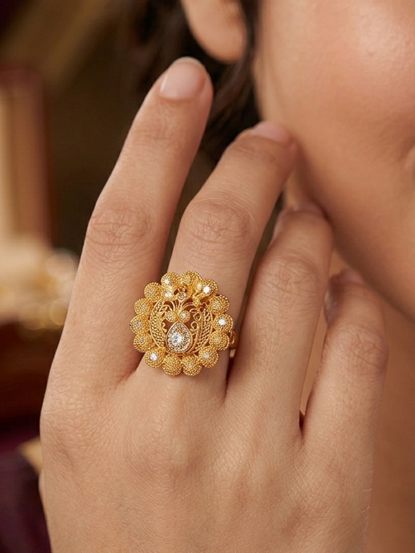 Flower Design Gold Plated Ring