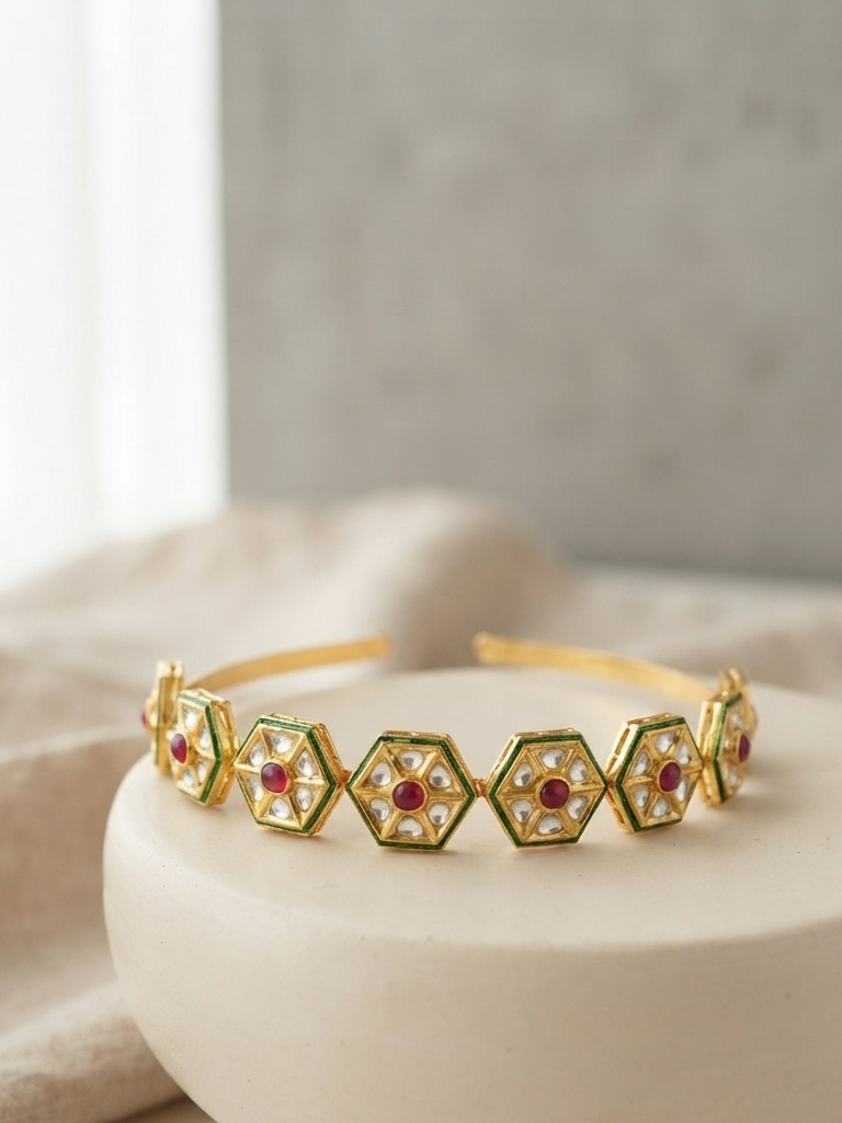Gold Embellished Minakari Hairband