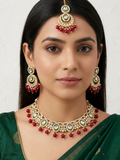 Elegant Kundan Polki Necklace Set With Mangteeka