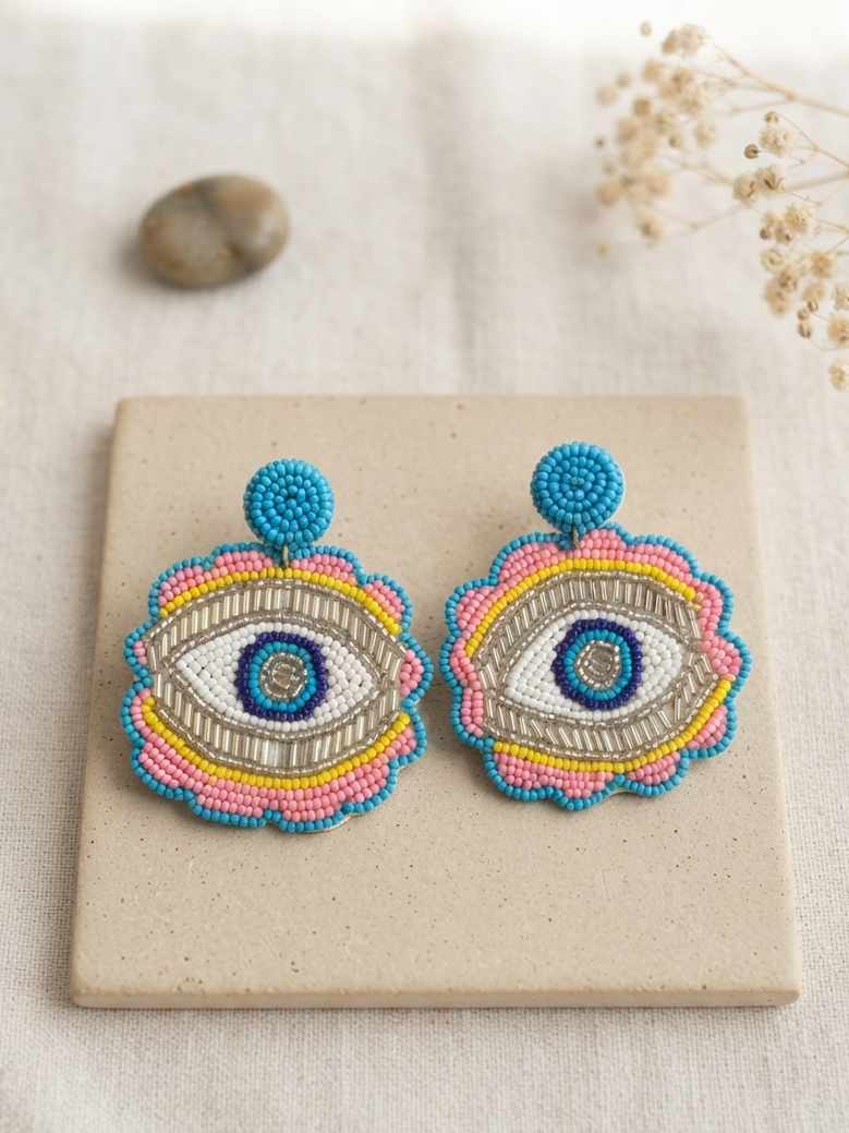 Evil Eye Multicolor Beads Earrings