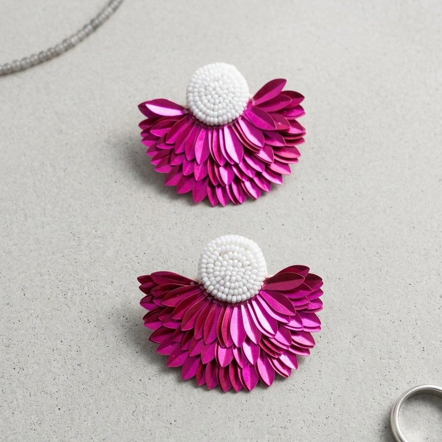 Multi Colour Beads Feather Earrings