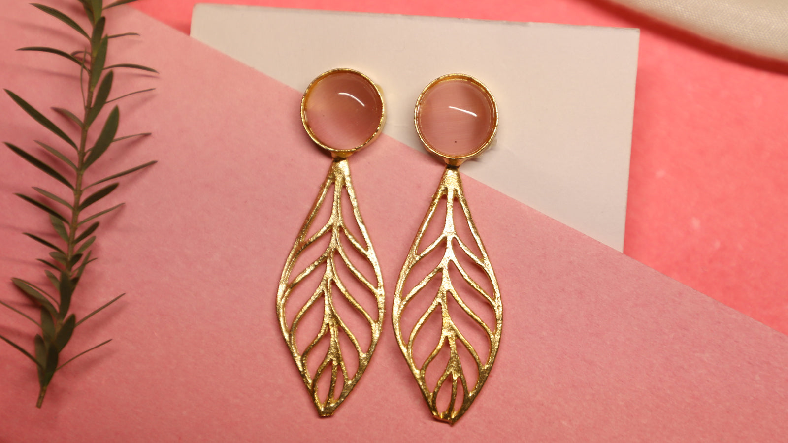 Leaf Style Brass Earrings